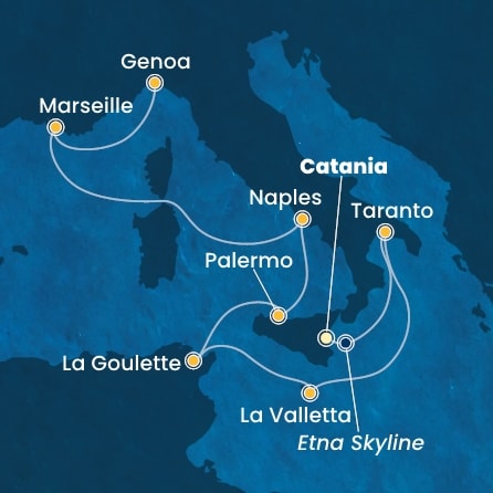 Harta croaziera Croazieră în Mediterana