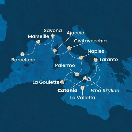 Harta croaziera Croazieră în Mediterana