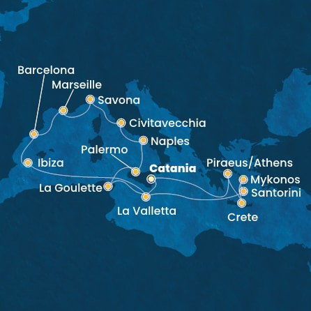 Harta croaziera Croazieră în Mediterana