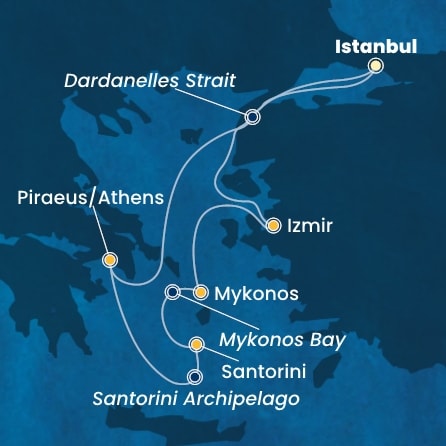 Harta croaziera Croazieră în Mediterana