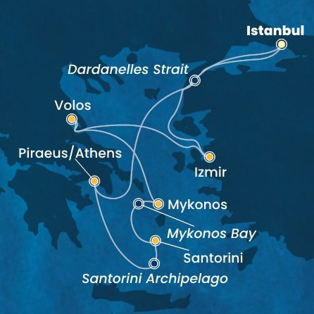 Harta croaziera Croazieră în Mediterana