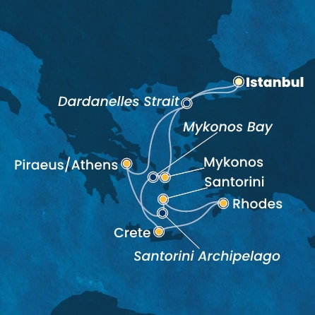 Harta croaziera Croazieră în Mediterana