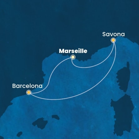Harta croaziera Croazieră în Mediterana