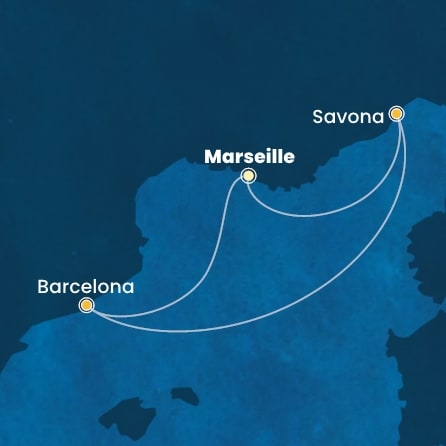 Harta croaziera Croazieră în Mediterana