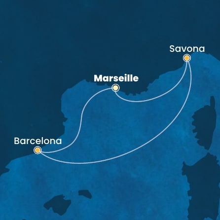 Harta croaziera Croazieră în Mediterana