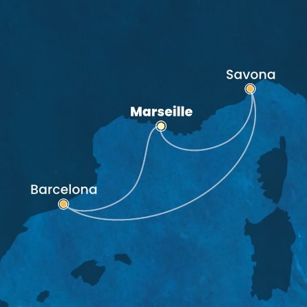 Harta croaziera Croazieră în Mediterana