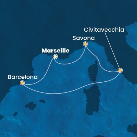 Harta croaziera Croazieră în Mediterana