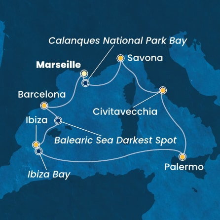 Harta croaziera Croazieră în Mediterana