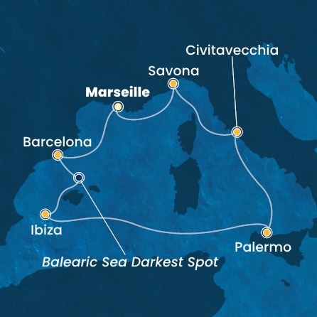 Harta croaziera Croazieră în Mediterana