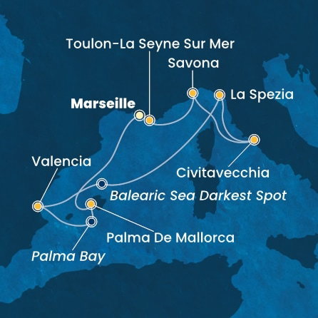 Harta croaziera Croazieră în Mediterana