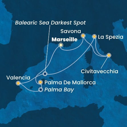 Harta croaziera Croazieră în Mediterana