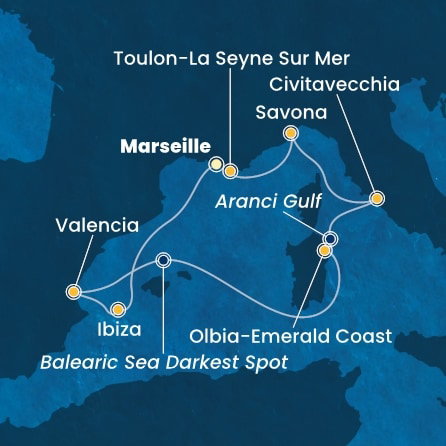 Harta croaziera Croazieră în Mediterana