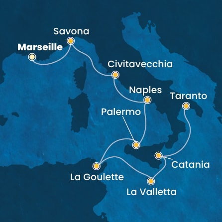 Harta croaziera Croazieră în Mediterana