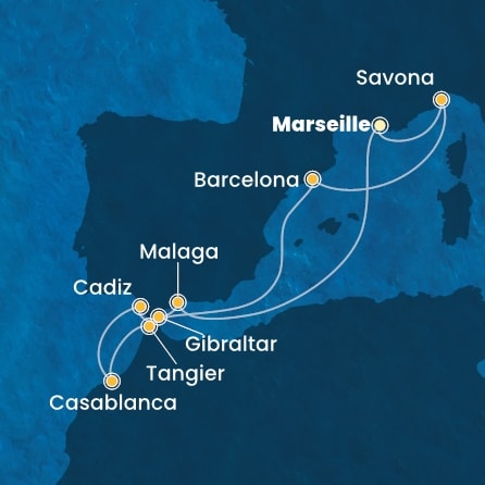 Harta croaziera Croazieră în Mediterana