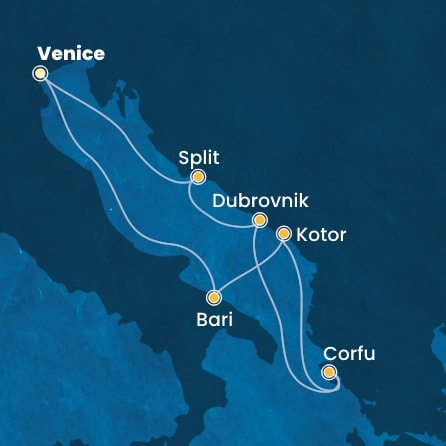 Harta croaziera Croazieră în Mediterana