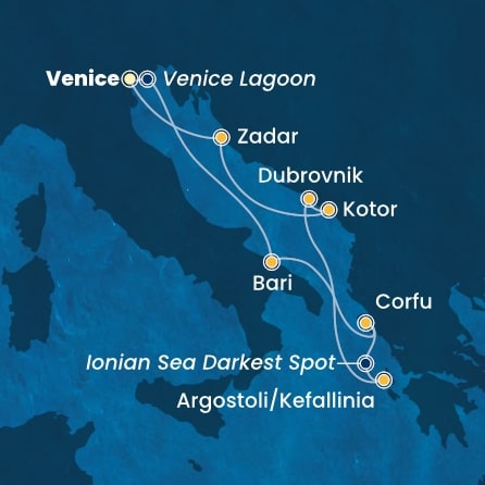 Harta croaziera Croazieră în Mediterana