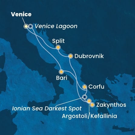 Harta croaziera Croazieră în Mediterana