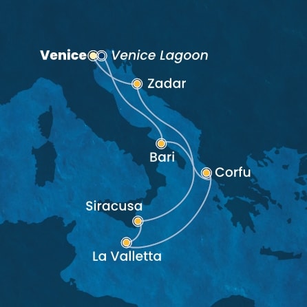 Harta croaziera Croazieră în Mediterana