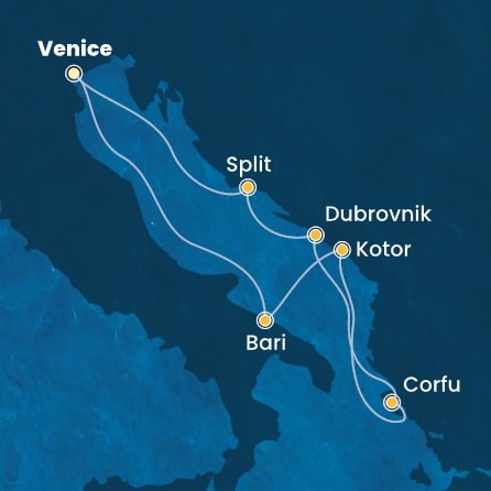 Harta croaziera Croazieră în Mediterana