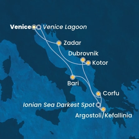 Harta croaziera Croazieră în Mediterana