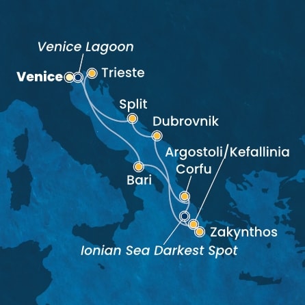 Harta croaziera Croazieră în Mediterana