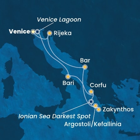 Harta croaziera Croazieră în Mediterana