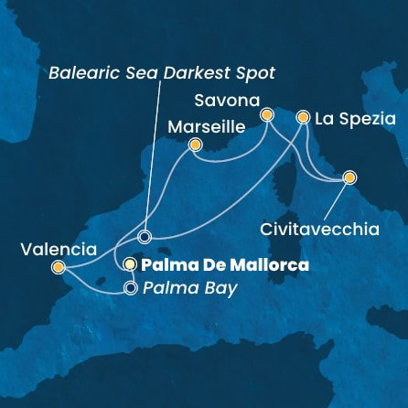 Harta croaziera Croazieră în Mediterana