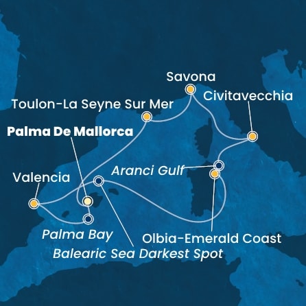 Harta croaziera Croazieră în Mediterana