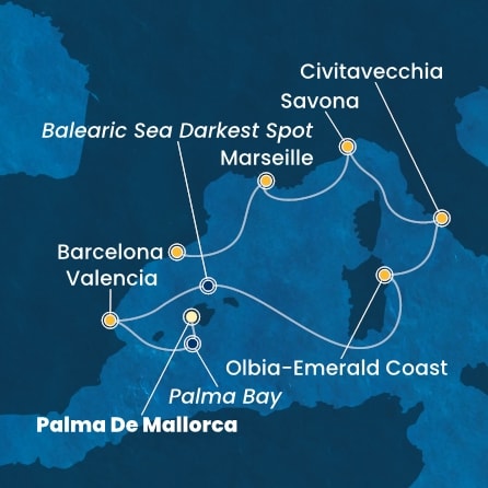 Harta croaziera Croazieră în Mediterana