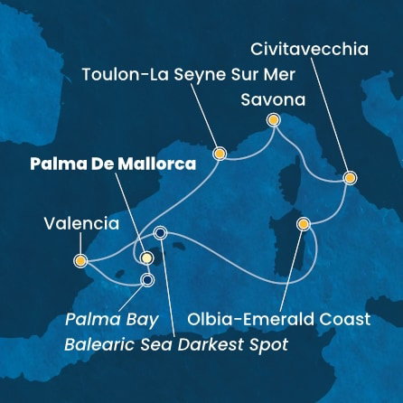 Harta croaziera Croazieră în Mediterana