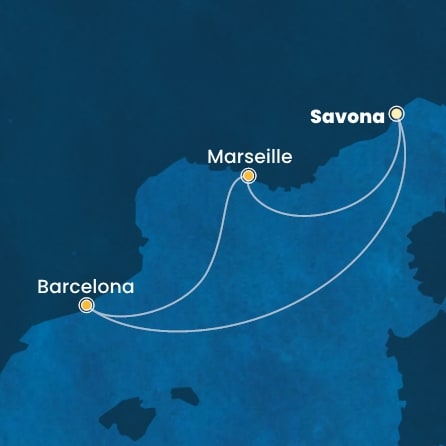 Harta croaziera Croazieră în Mediterana