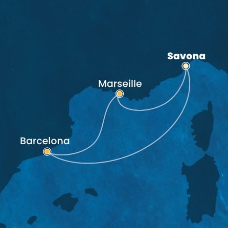 Harta croaziera Croazieră în Mediterana