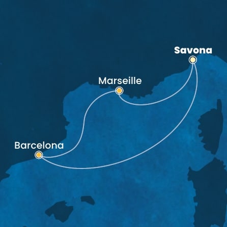 Harta croaziera Croazieră în Mediterana