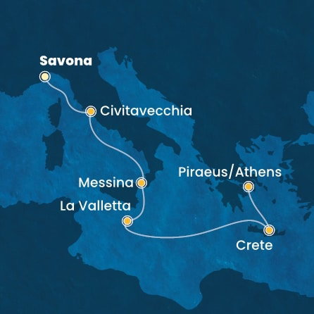 Harta croaziera Croazieră în Mediterana