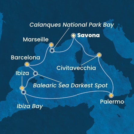 Harta croaziera Croazieră în Mediterana