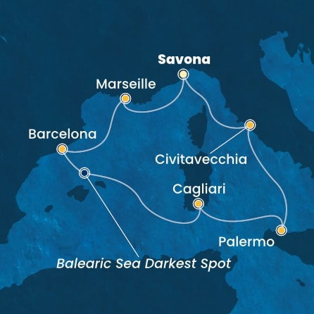 Harta croaziera Croazieră în Mediterana