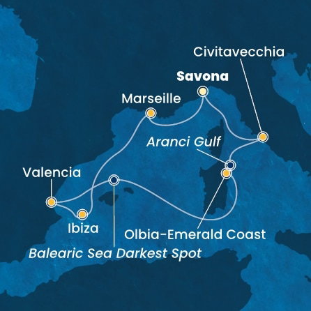 Harta croaziera Croazieră în Mediterana