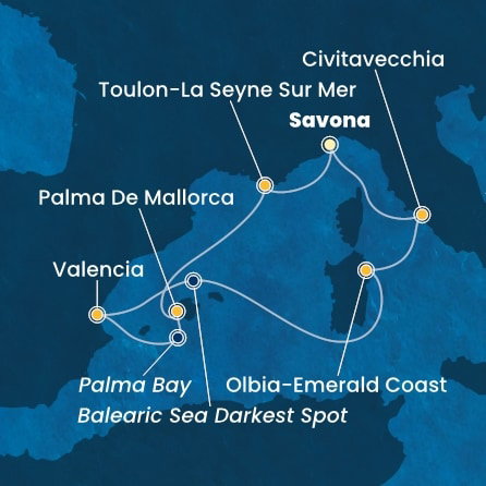 Harta croaziera Croazieră în Mediterana