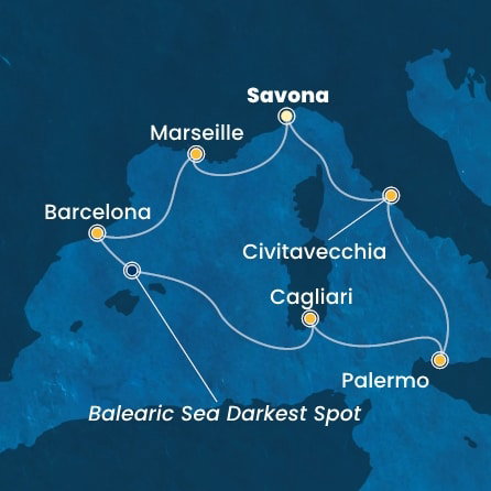 Harta croaziera Croazieră în Mediterana