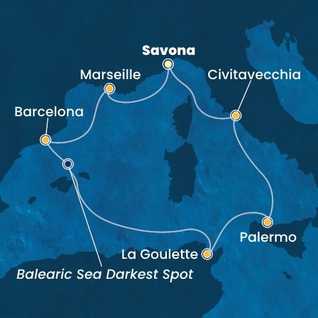 Harta croaziera Croazieră în Mediterana