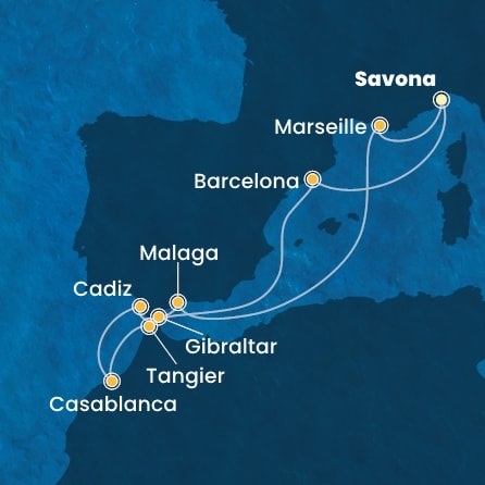 Harta croaziera Croazieră în Mediterana