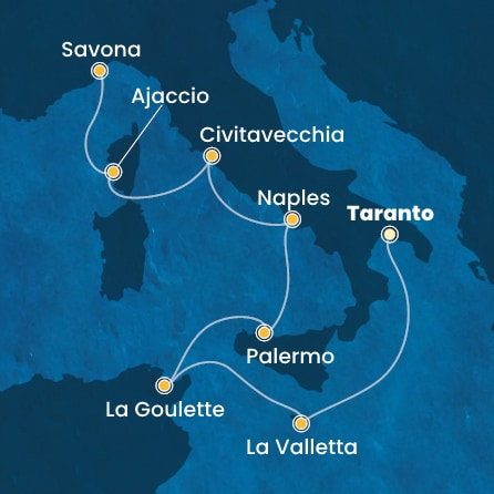 Harta croaziera Croazieră în Mediterana