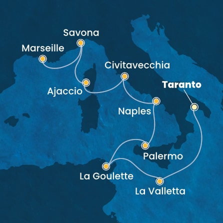 Harta croaziera Croazieră în Mediterana