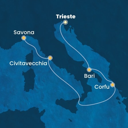 Harta croaziera Croazieră în Mediterana