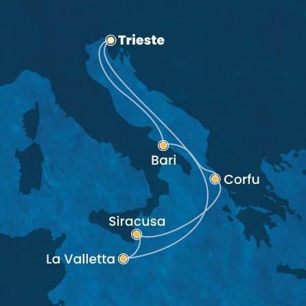 Harta croaziera Croazieră în Mediterana