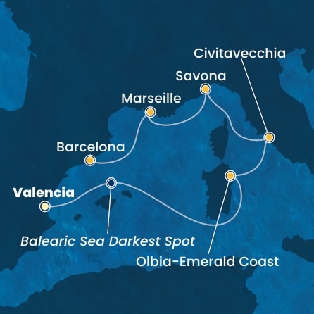 Harta croaziera Croazieră în Mediterana
