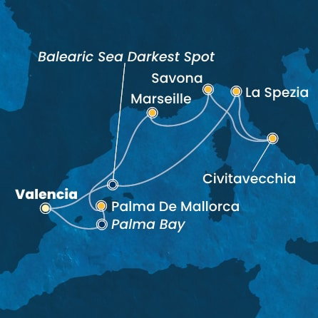 Harta croaziera Croazieră în Mediterana