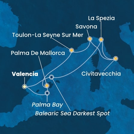 Harta croaziera Croazieră în Mediterana