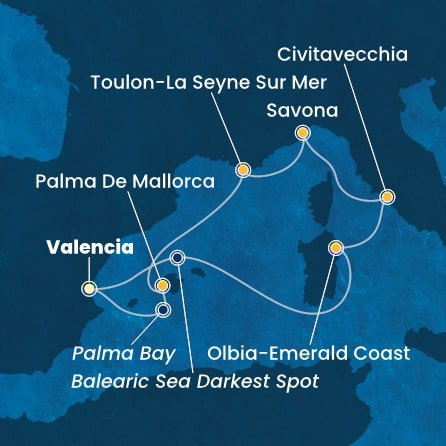 Harta croaziera Croazieră în Mediterana