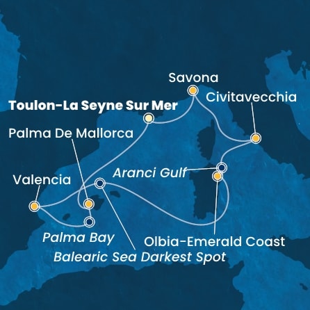 Harta croaziera Croazieră în Mediterana